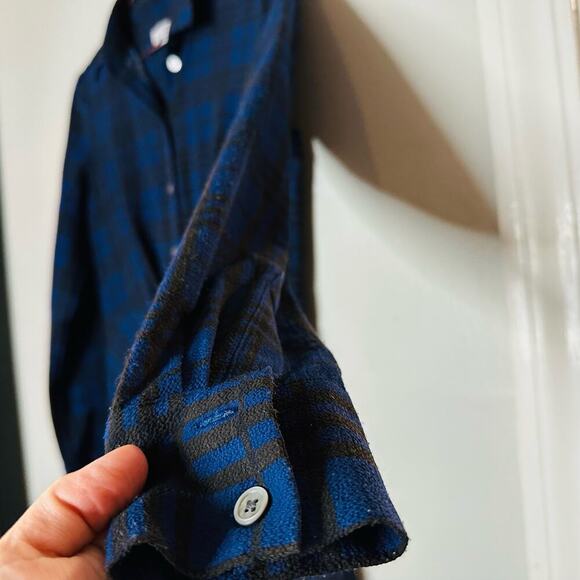 THAKOON Collective Blue Plaid Print Button Front Long Sleeves Shirt Dress Size 2 - Picture 9 of 12